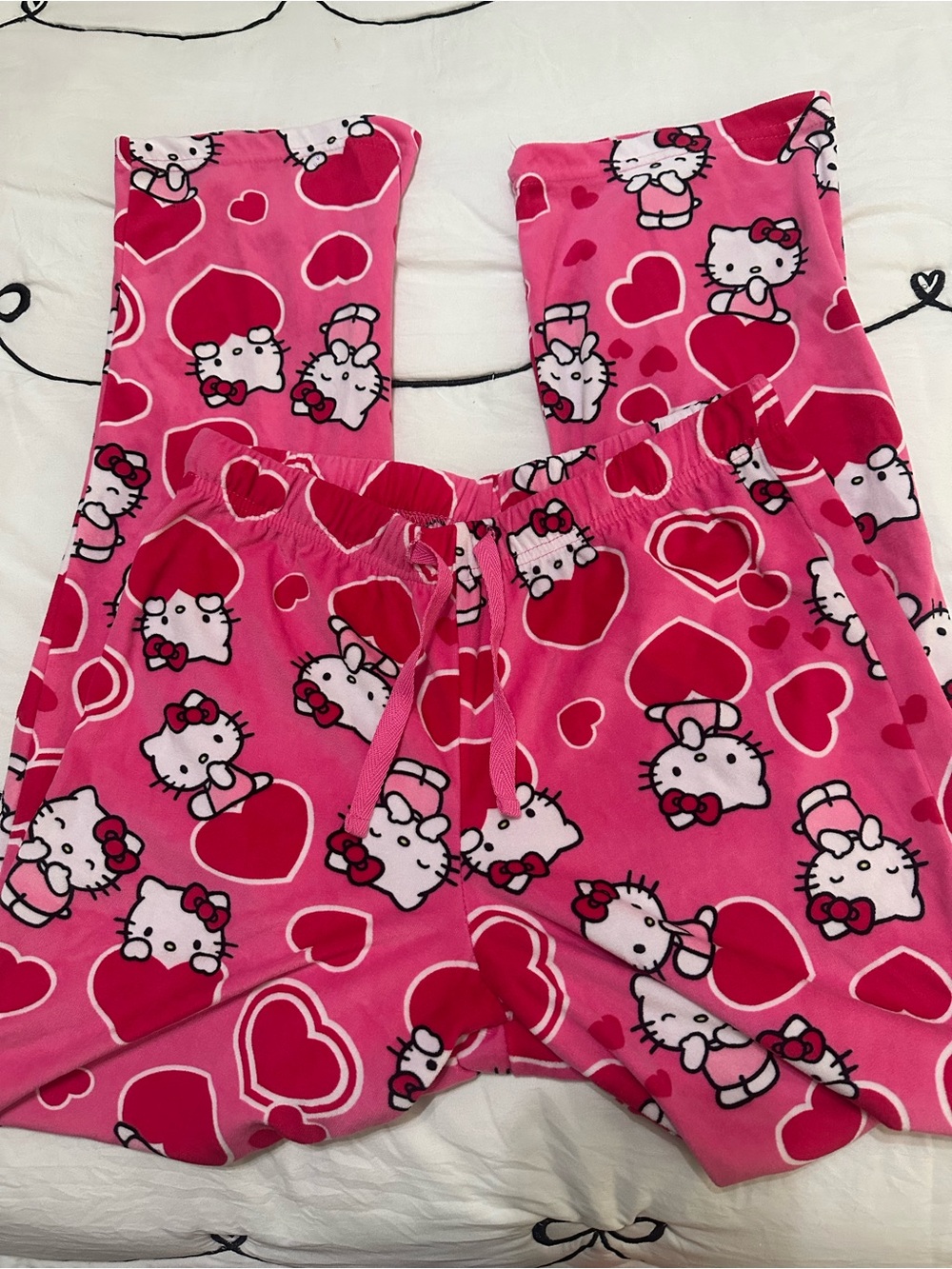 Hello Kitty Pink Heart Print Pajama Pants